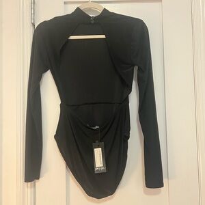 NWT - Nasty Gal Open Back Black Bodysuit